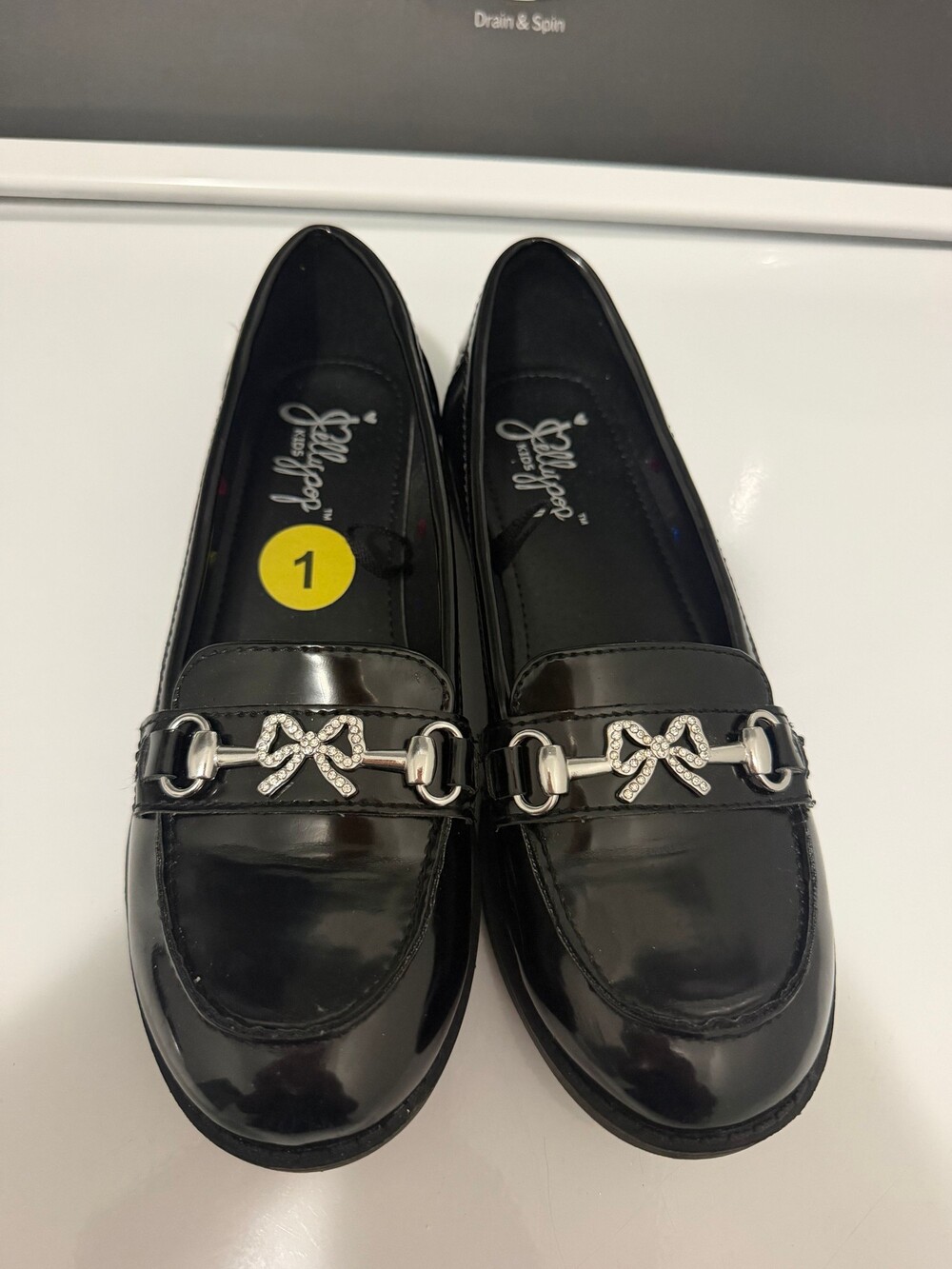 Lillydoo Kids Black Patent Leather Loafers Size 1 Girls Shoes